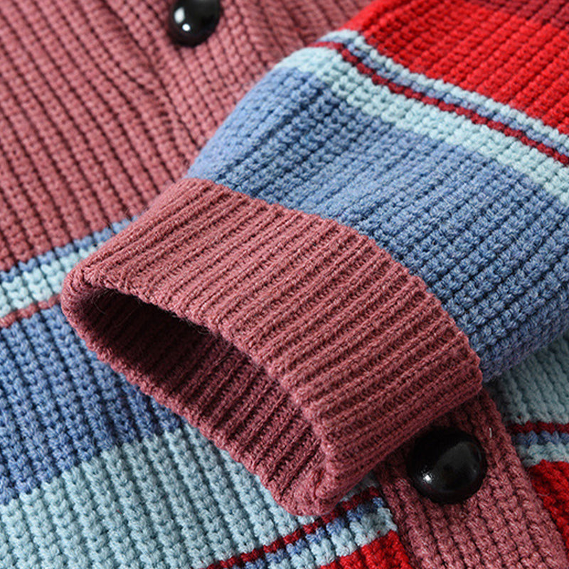 Veste pull à revers colorblock pour homme
