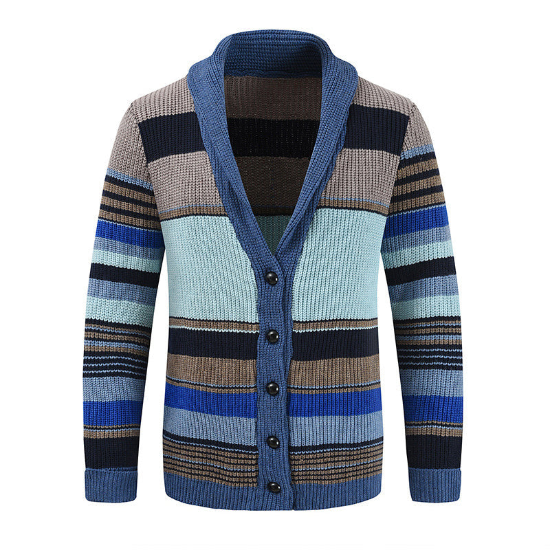 Veste pull à revers colorblock pour homme