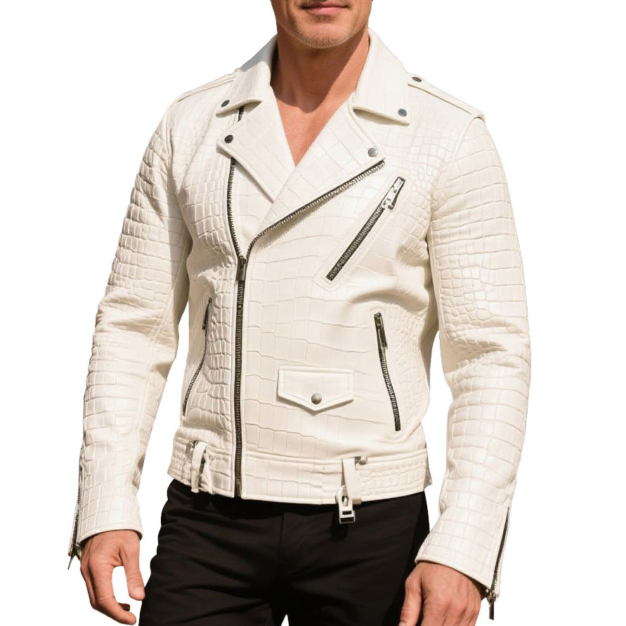 Men's fashionable casual high-end crocodile leather jacket