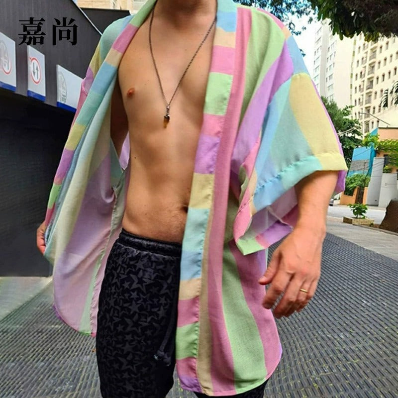 Cape pour homme aux couleurs de l'arc-en-ciel, tendance et décontractée