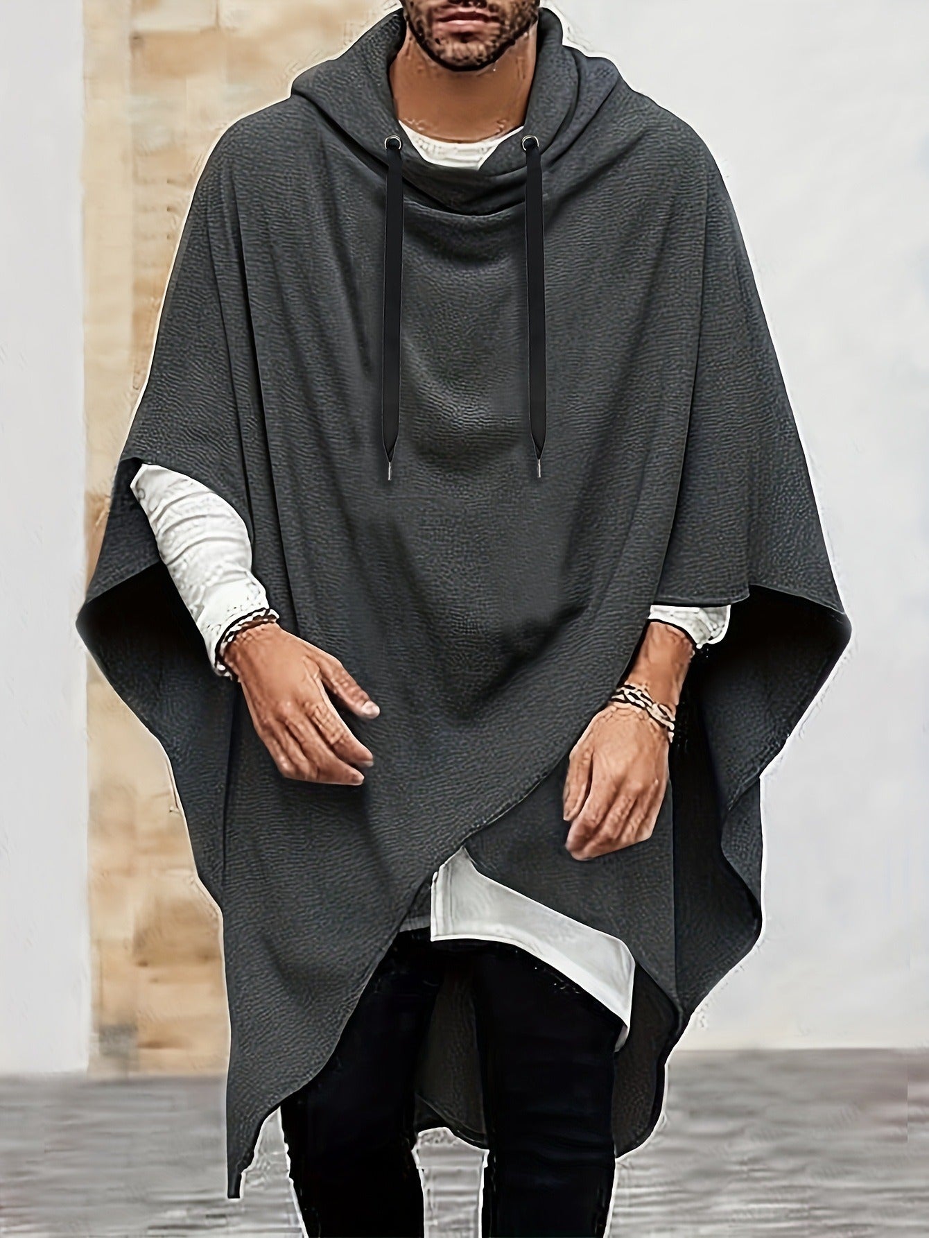 Men's fashionable and casual grey long sweatshirt