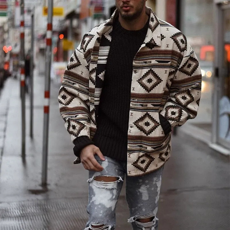 Men's fashionable casual geometric printed jacket