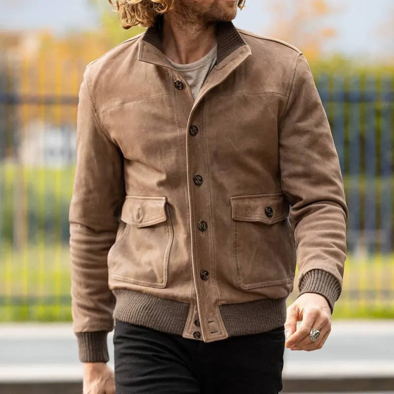 Men's slim-fitting solid-color fashionable lapel coat