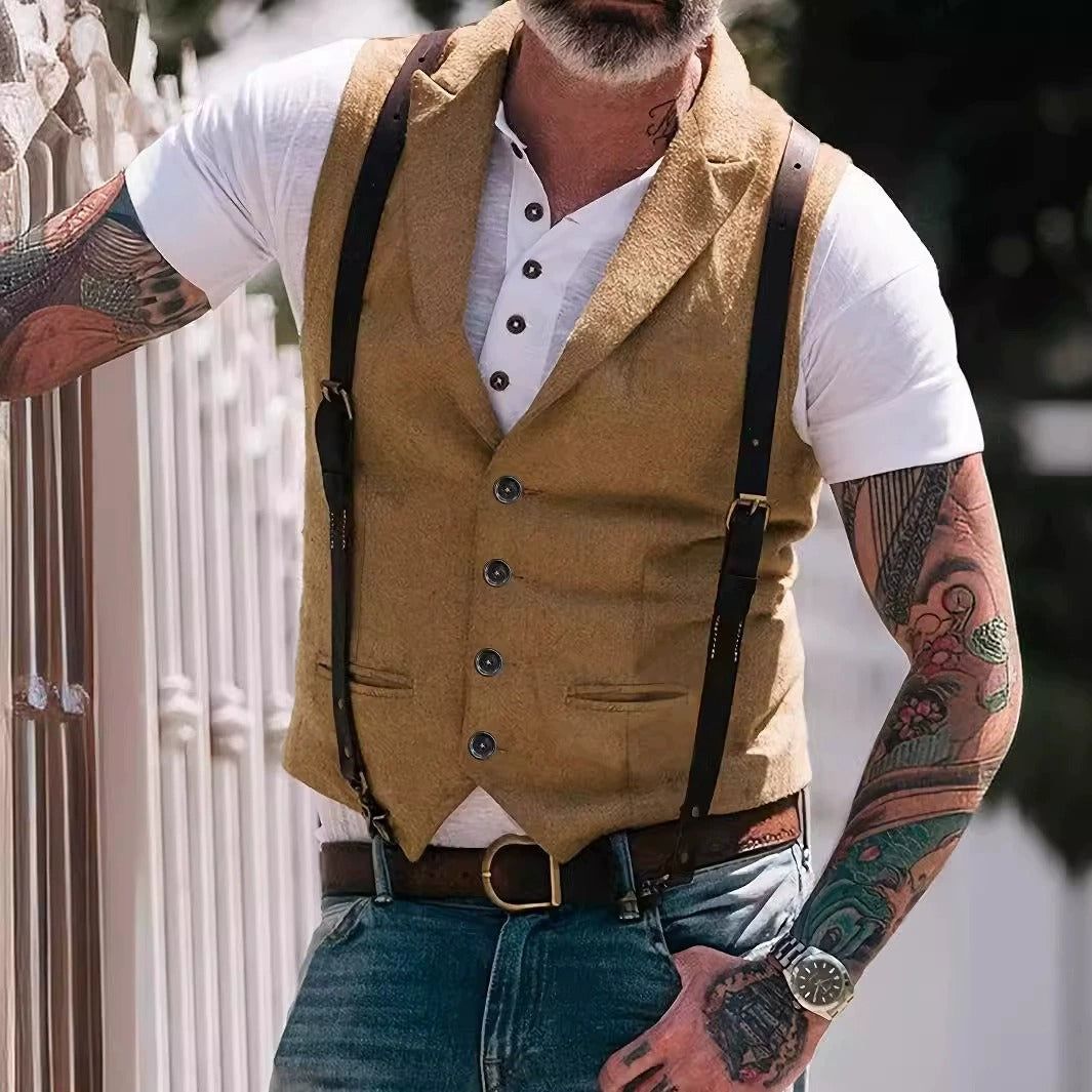 Men's fashionable and casual brown vest