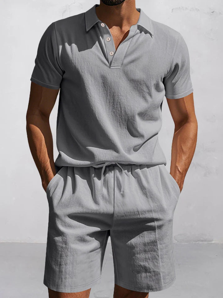 Modern Basic Cotton Shirt Shorts Set