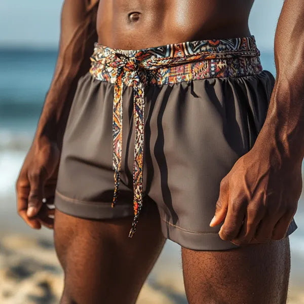 Short décontracté style bohème vintage pour homme, style ethnique, idéal pour les vacances à la plage