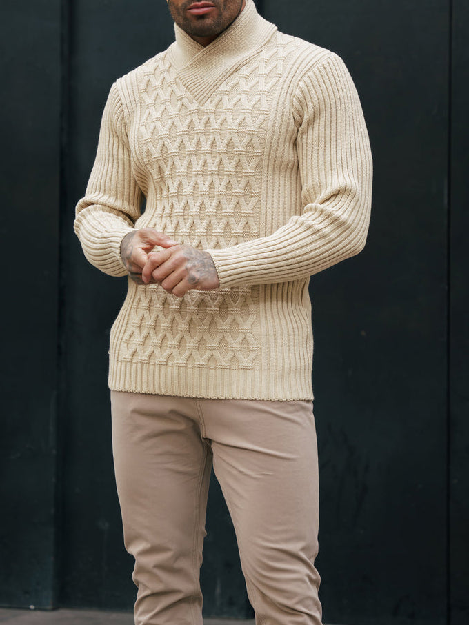 Chunky Cable Knit Natural with Colour Fleck Jumper
