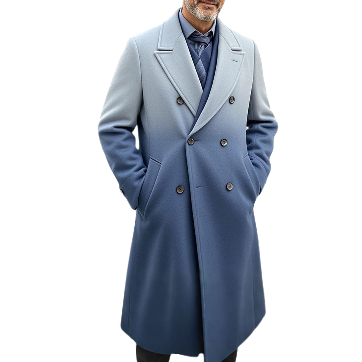 Men's fashionable casual blue gradient coat