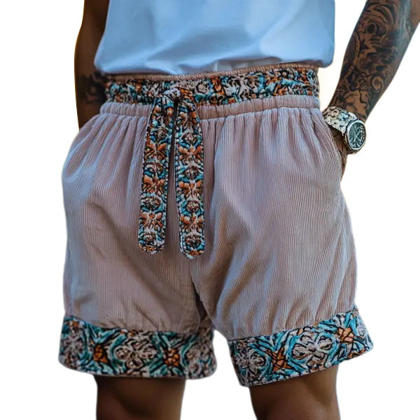 Herren-Shorts aus bequemem Leinen im Ethno-Stil im Bohemian-Stil