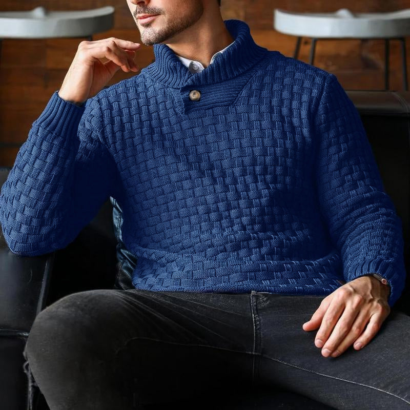 Pull décontracté à revers en tricot jacquard pour homme