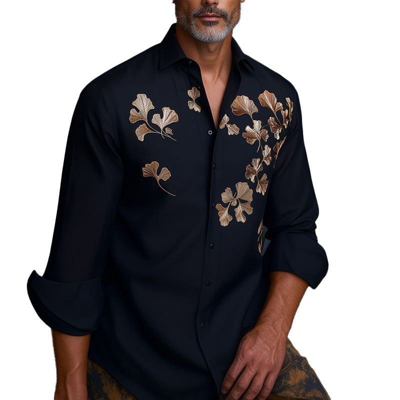 Chemise décontractée à manches longues brodée pour homme, style business et printemps