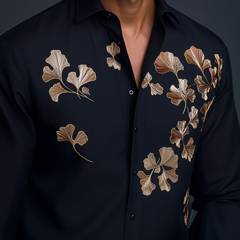 Chemise décontractée à manches longues brodée pour homme, style business et printemps