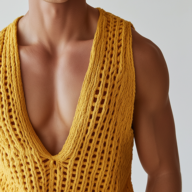 Men's Vintage Casual Solid Knit Tank Top ASW0782D7TO