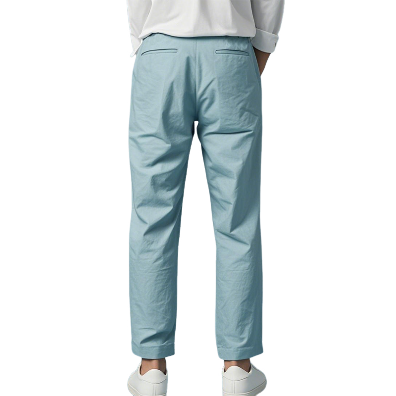 Men's Spring and Summer Fashion Classic Casual Elastic Waist Cotton and Linen Pants