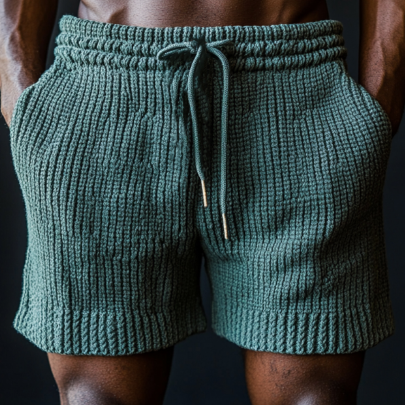 Men's Casual Drawstring Elastic Waist Soft Slim Fit Knit Shorts ASW1788D7M