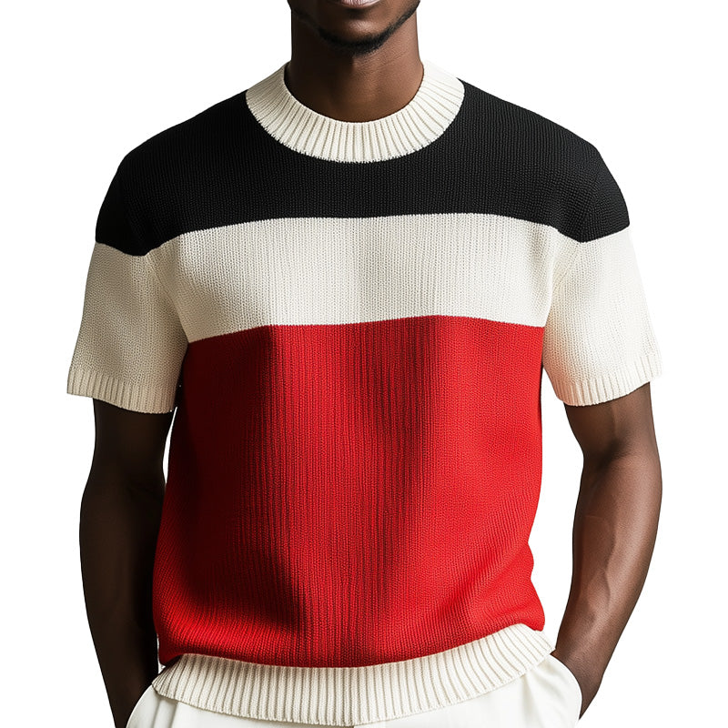 Herren Sommermode Dünnes, gestricktes, atmungsaktives Kurzarm-T-Shirt ASW2583D1P