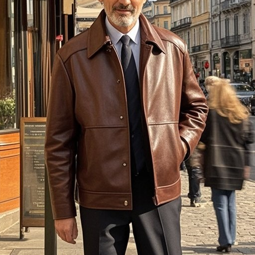 Modische lässige braune Lederjacke für Herren