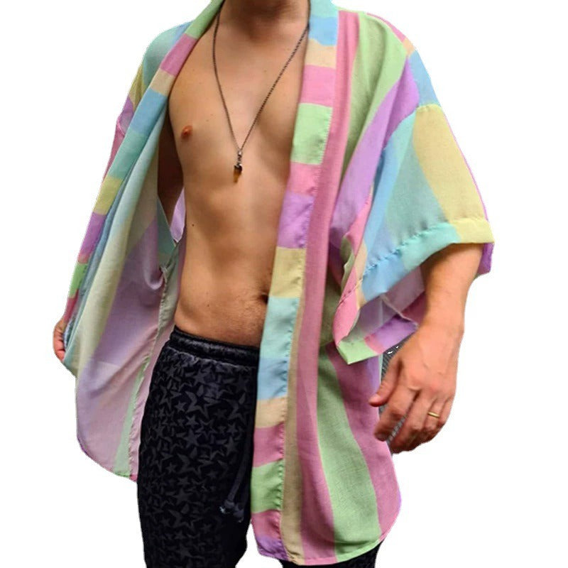 Cape pour homme aux couleurs de l'arc-en-ciel, tendance et décontractée