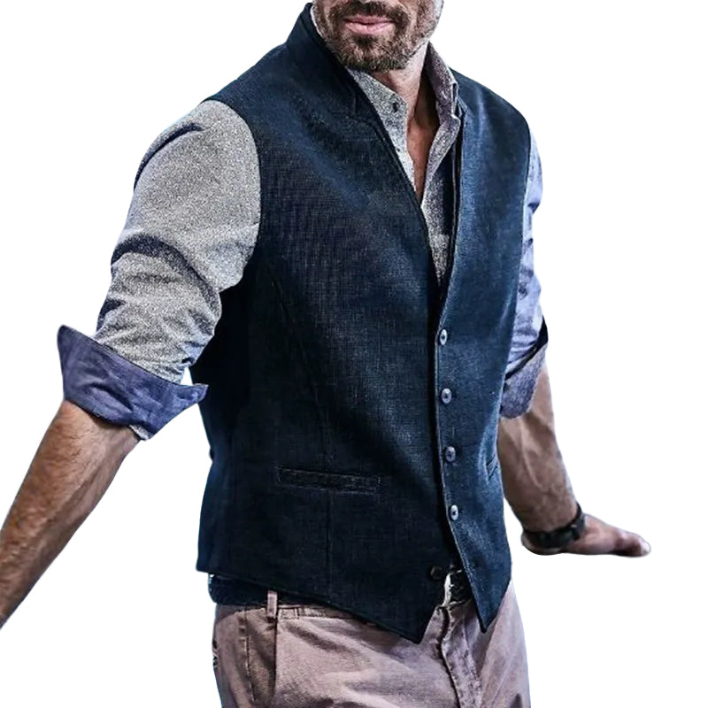 Men's fashionable and casual navy blue vest