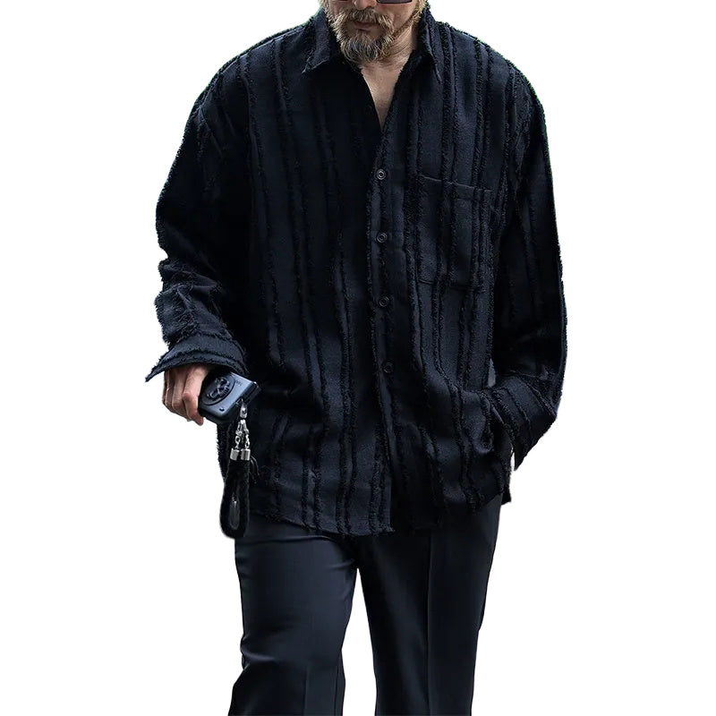 Men's solid-colored jacquard shirt