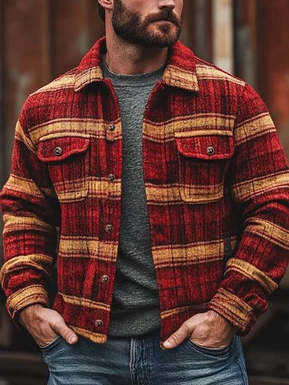 Men's fashionable casual checkered printed jacket