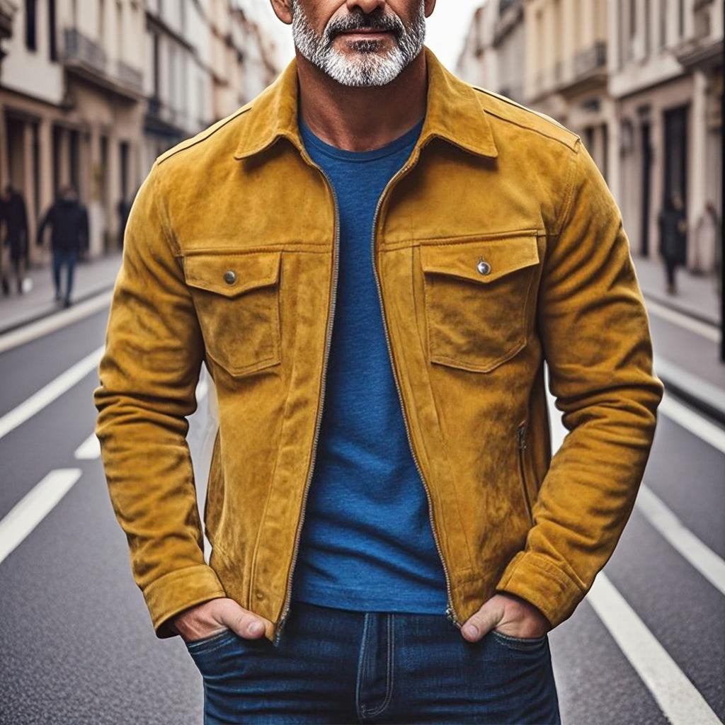 Manteau en daim tendance et décontracté pour homme