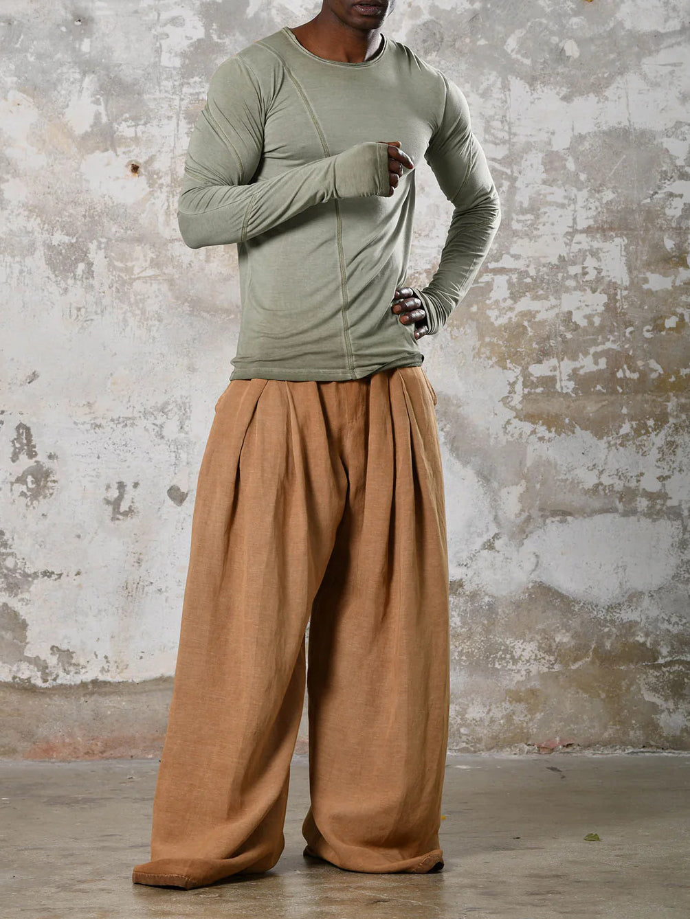 Men's fashionable and casual Bohemian-style long-sleeved T-shirt