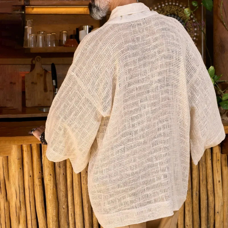 Men's summer vacation casual loose solid-colored shirt