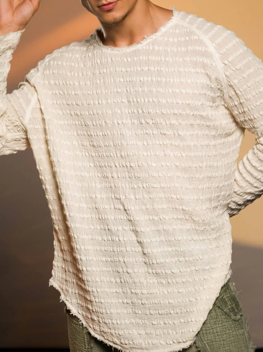 Men's fashionable and casual Bohemian-style long-sleeved T-shirt
