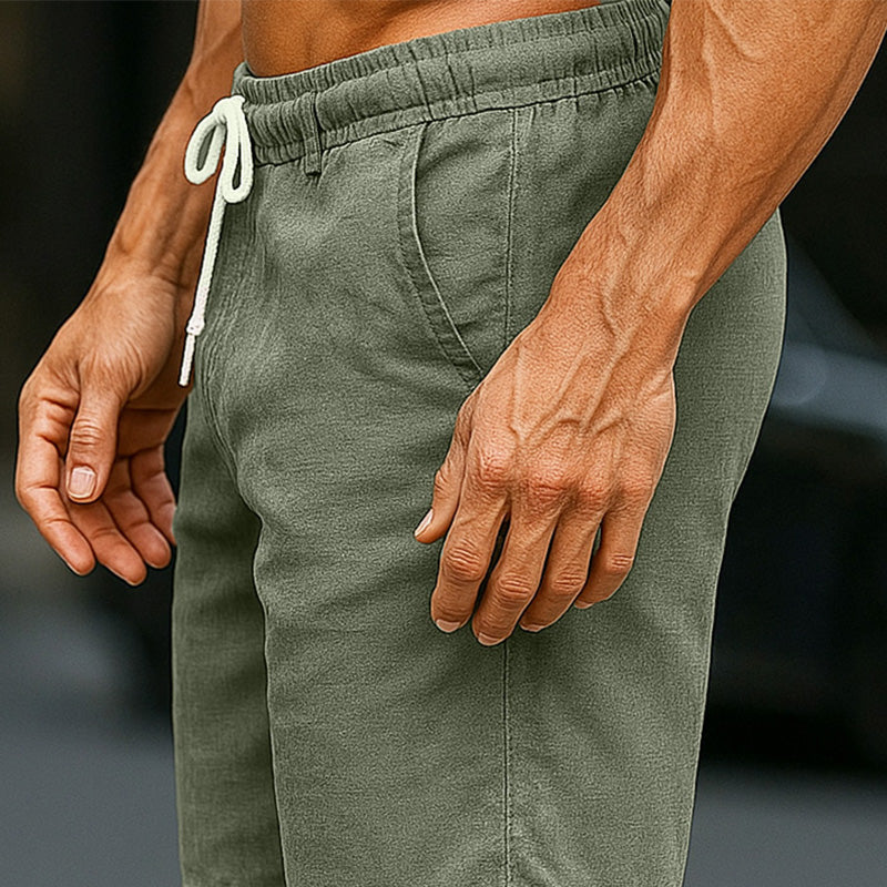 Men's Light Army Green Solid Color Breathable Casual Shorts