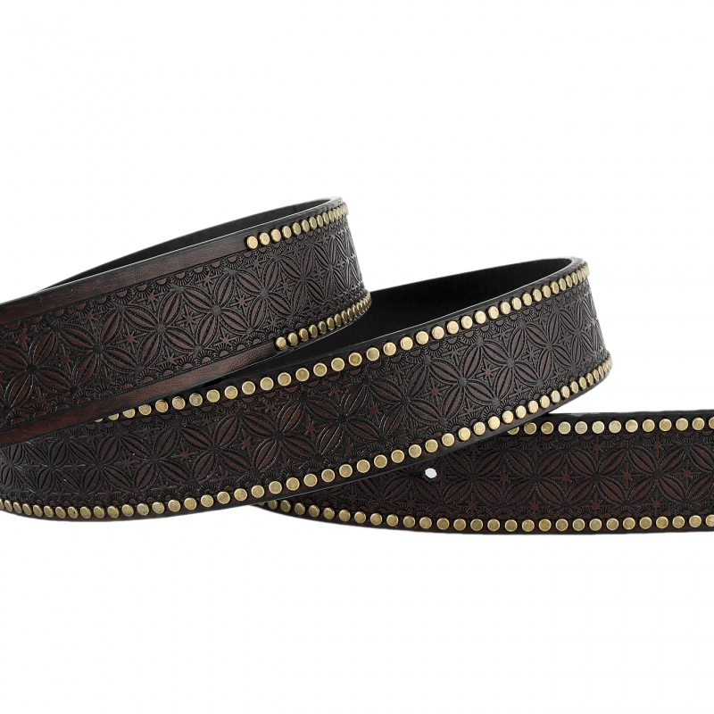 Ceinture en cuir de cowboy western vintage à rivets en relief pour homme