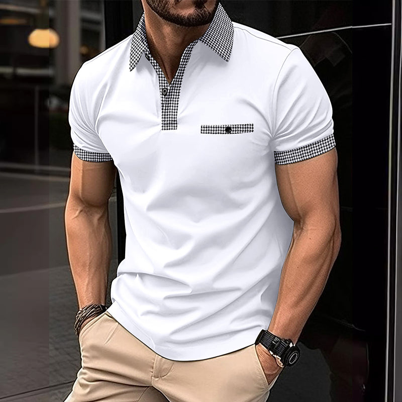 Men's Button Down Colorblock Sports Short Sleeve Polo Shirt