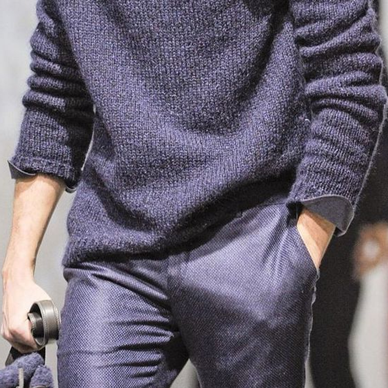 Men's Solid Color Buttons Collar Long Sleeve Sweater