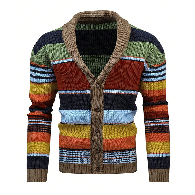 Veste pull à revers colorblock pour homme