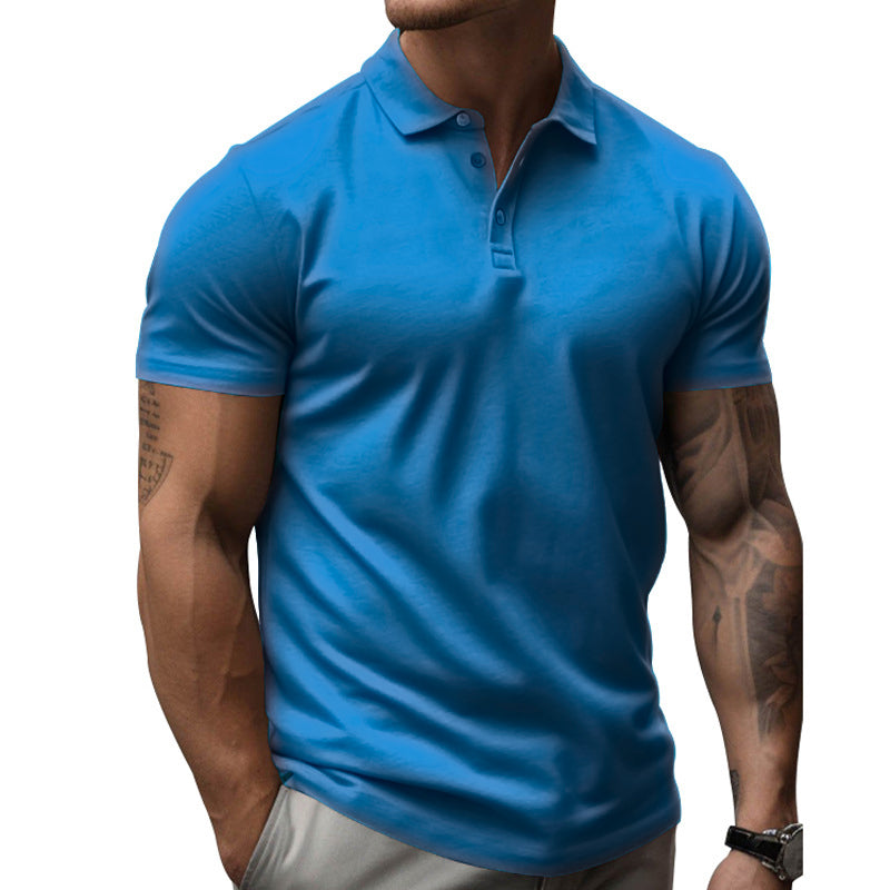 Men's Solid Slim Lapel Short Sleeve Casual Polo Shirt