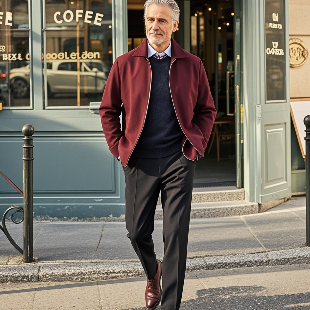 Men's fashionable casual Burgundy lapel jacket