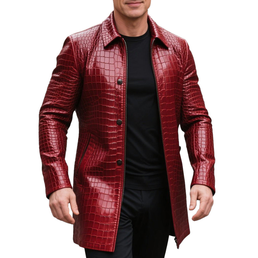 Men's fashionable casual high-end crocodile leather jacket