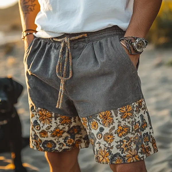 Herren-Shorts aus bequemem Leinen im Ethno-Stil im Bohemian-Stil