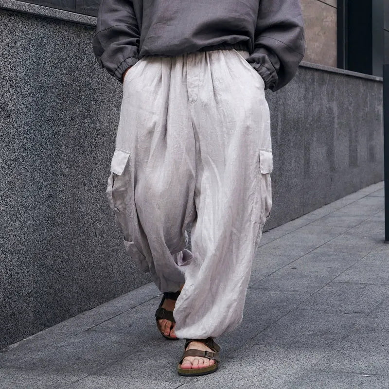 Men's casual pants: Loose straight-leg pants