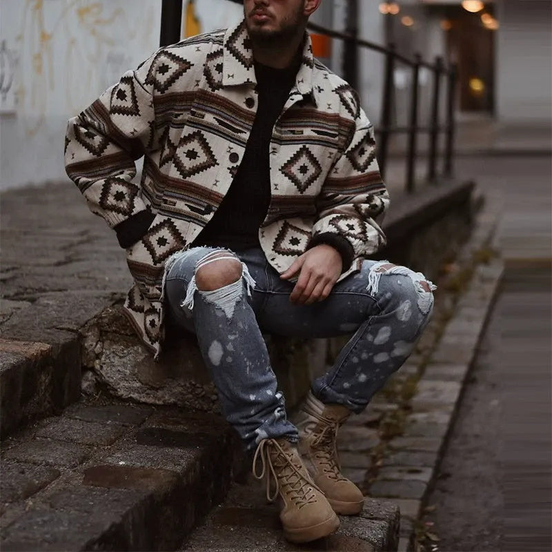 Men's fashionable casual geometric printed jacket