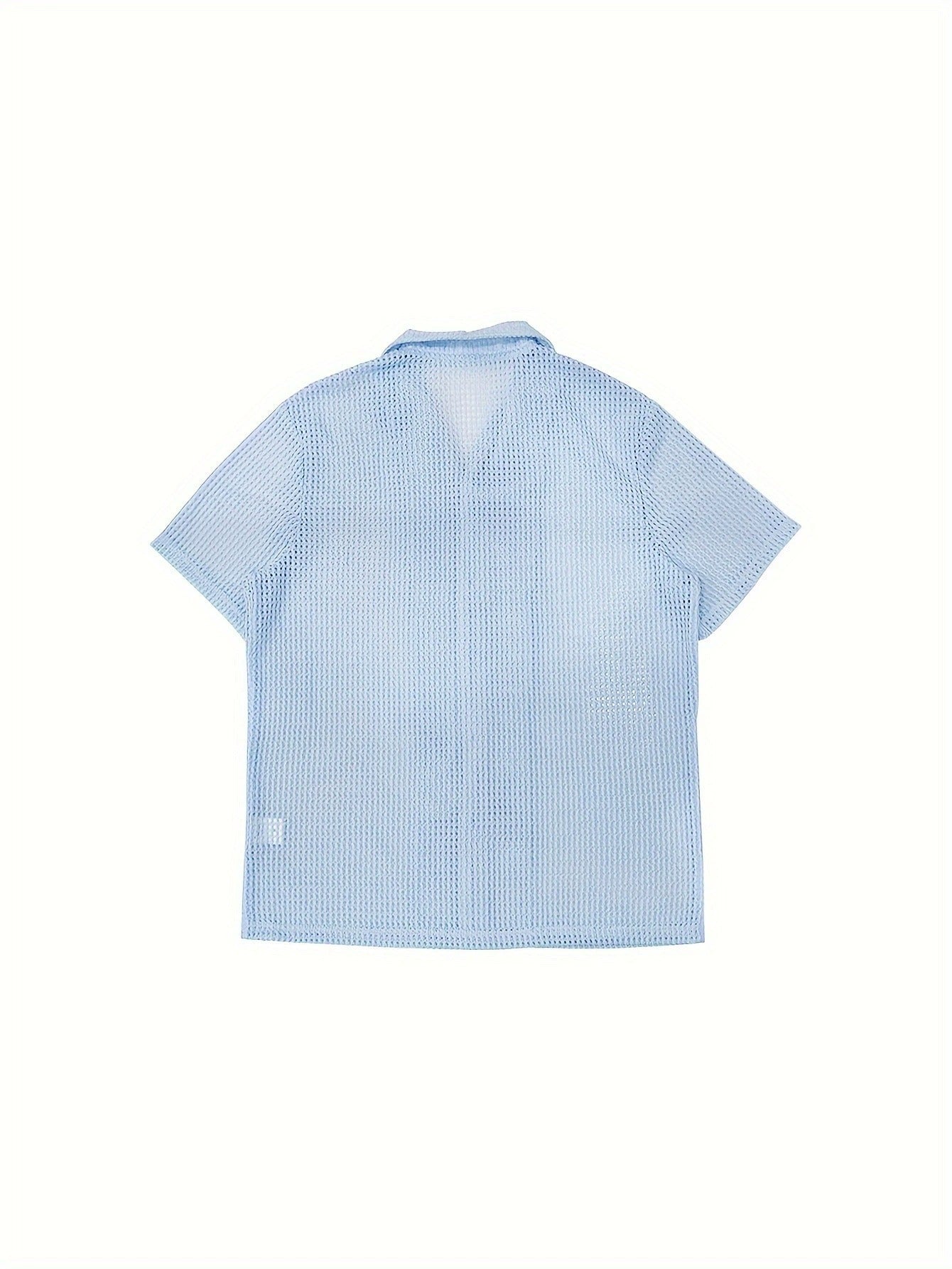 Men's fashionable and casual sky blue short-sleeved shirt