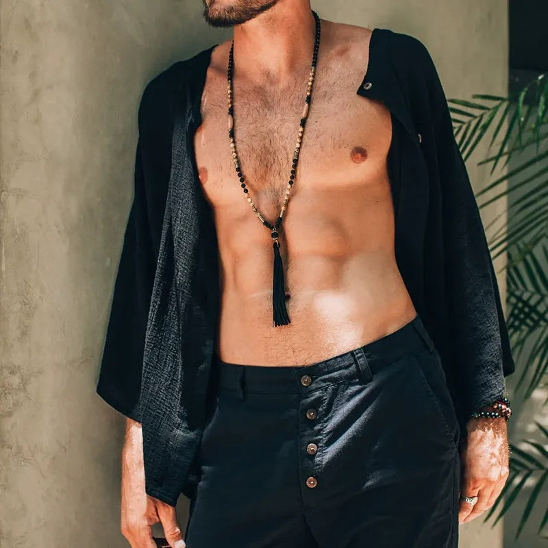 Men's vacation fashion button-down shirt top