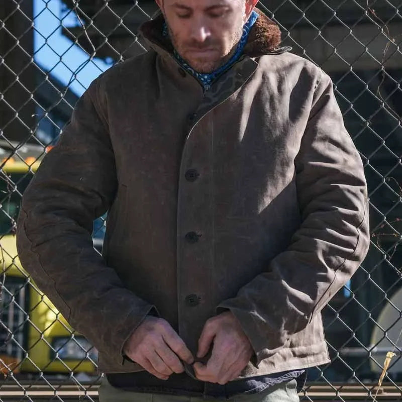 Plain-colored lambskin men's casual coat