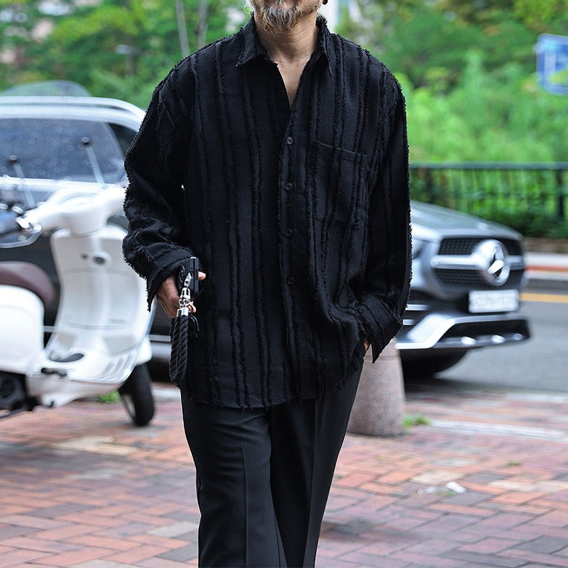 Men's solid-colored jacquard shirt