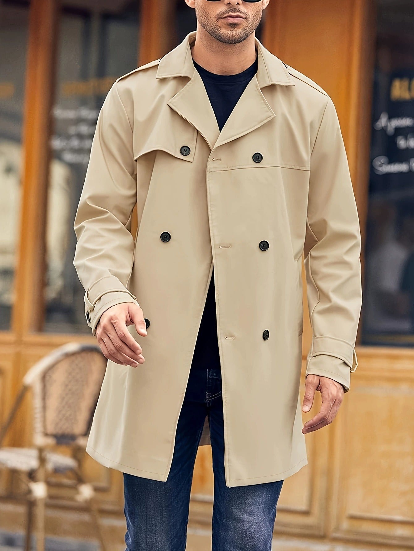 Modischer und lässiger Khaki-Trenchcoat für Herren