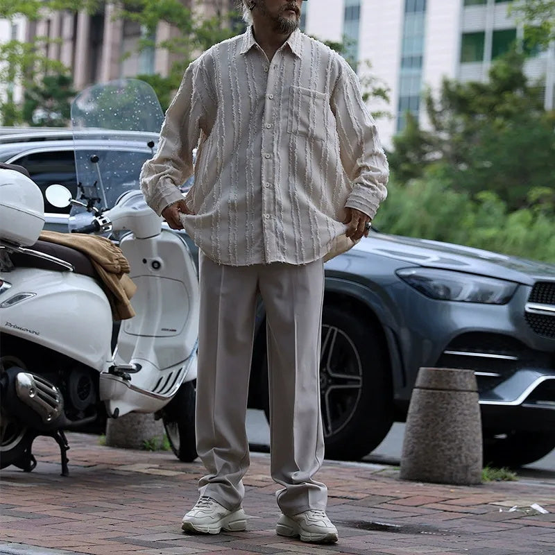 Men's solid-colored jacquard shirt