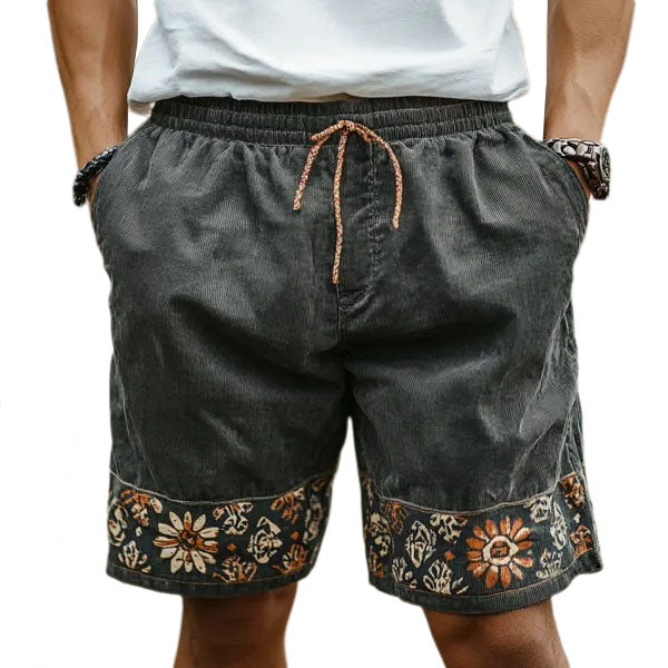 Mens Ethnic Bohemian Comfort Linen Shorts