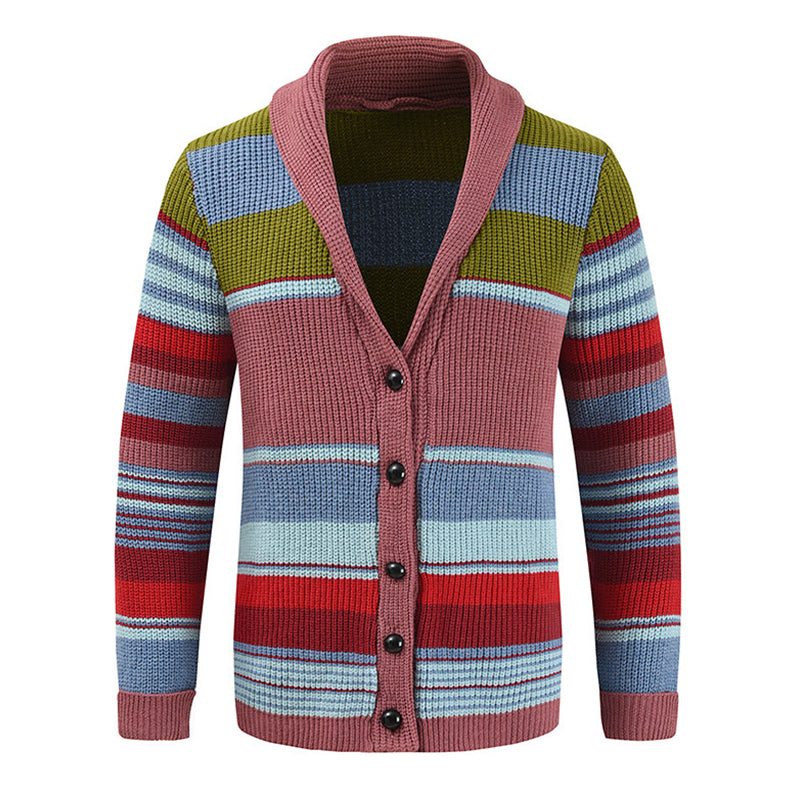 Veste pull à revers colorblock pour homme