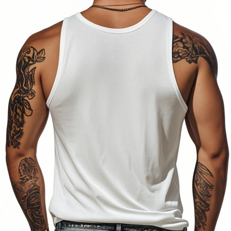 Men's Classic Casual American Retro Velvet Rose Embroidered Tank Top