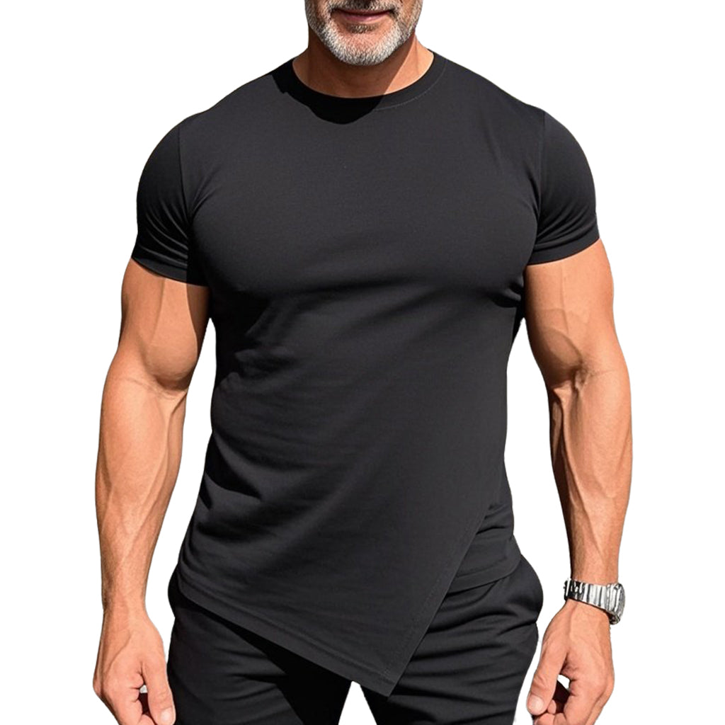 Men's fashionable casual irregular short-sleeved T-shirt